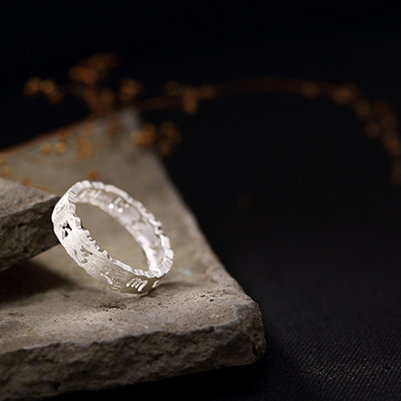 Om Mani Padme Hum Sterling Silver Tibetan Ring - Handmade Peace