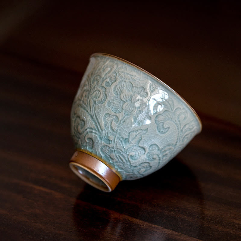 Lotus Carved Ceramic Zen Decor Teacup 95ml