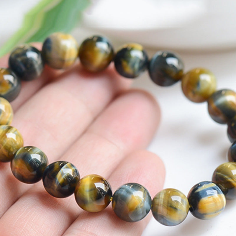 12mm Tiger Eye Courage Strength Protection Bracelet