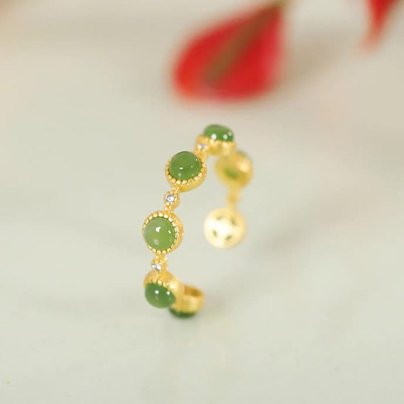 Adjustable Cyan Jade Healing Ring for Calm & Harmony