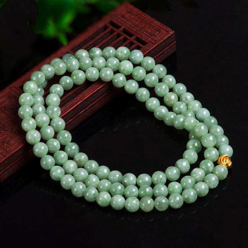 108 Beads 7mm Jade Luck Bracelet Mala for Prosperity