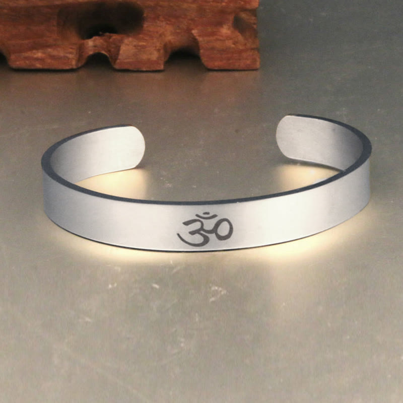 Titanium Steel OM Symbol Mindfulness Cuff Bracelet