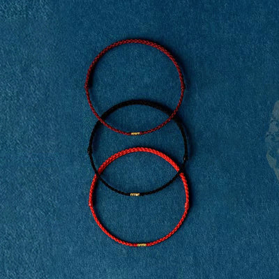 Red String Bracelet with Lucky Golden Beads | Protection & Luck