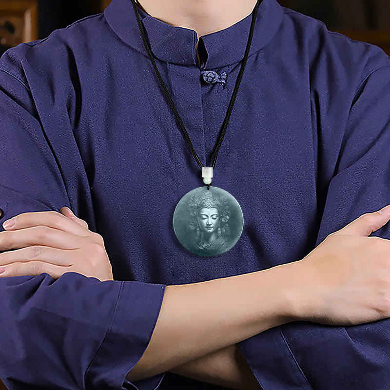 Kwan Yin Jade Necklace 70cm | Avalokitesvara Abundance Pendant