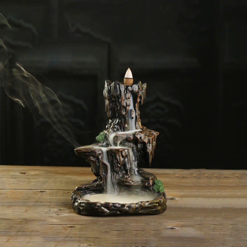 Resin Waterfall Incense Burner with Backflow Smoke Effect