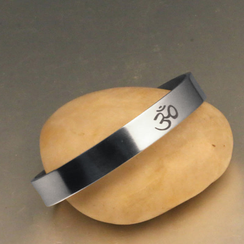 Titanium Steel OM Symbol Mindfulness Cuff Bracelet