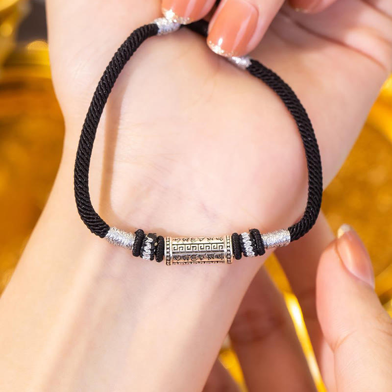 Om Mani Padme Hum 925 Silver Braided Rope Bracelet
