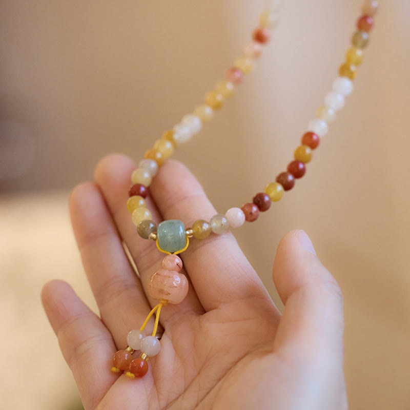 Golden Silk Jade Triple Wrap Bracelet for Wealth & Luck