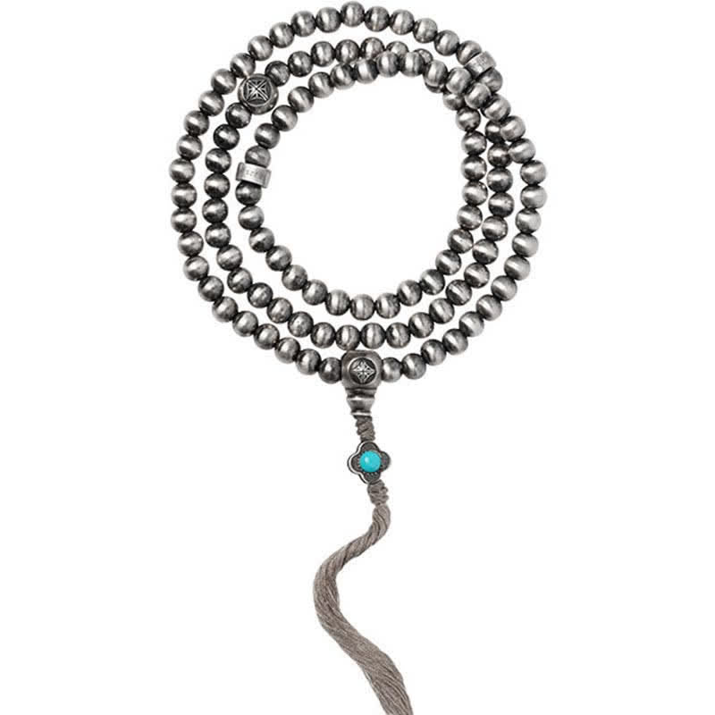 108 Mala Beads Sterling Silver Red Agate Turquoise Confidence Bracelet
