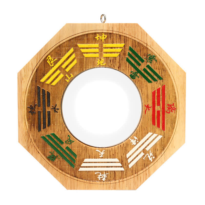 10cm Peach Wood Feng Shui Bagua Map Mirror for Balance