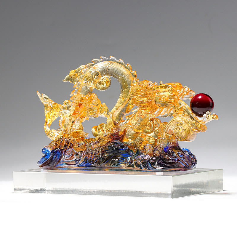 26cm Liuli Dragon Spiritual Statue for Protection & Strength