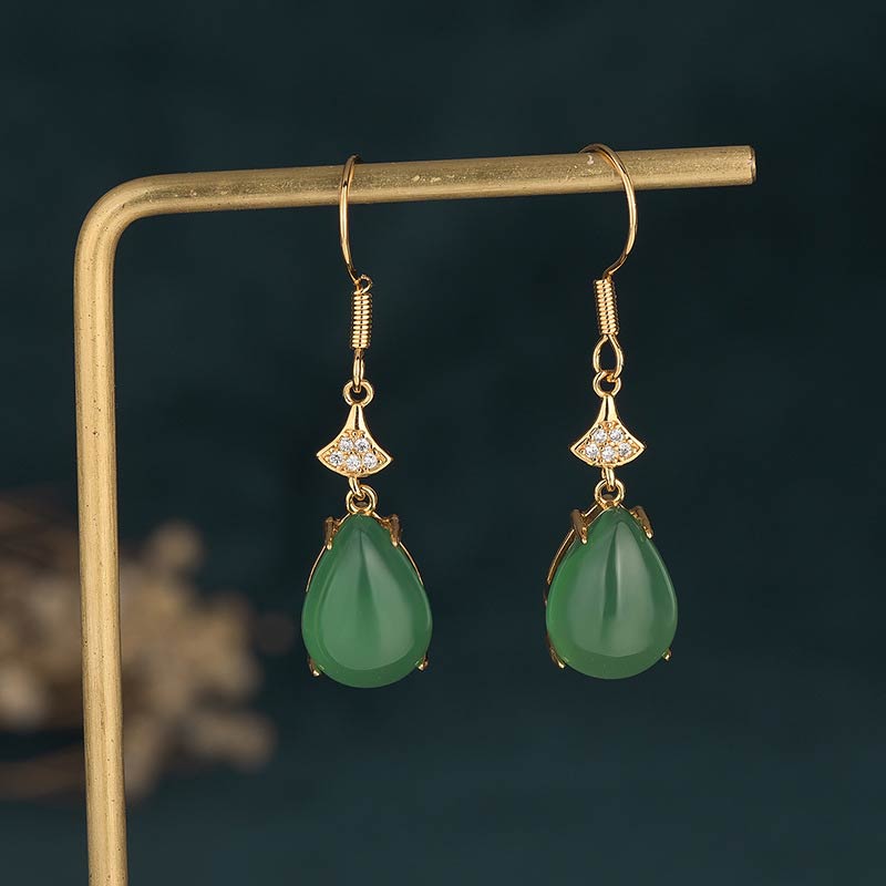 42mm Cyan Jade Drop Earrings for Success & Positive Energy