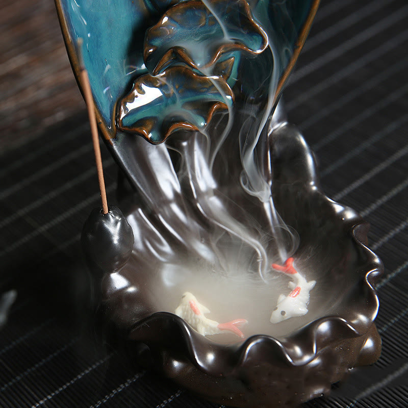 Ceramic Waterfall Incense Burner for Meditation & Backflow