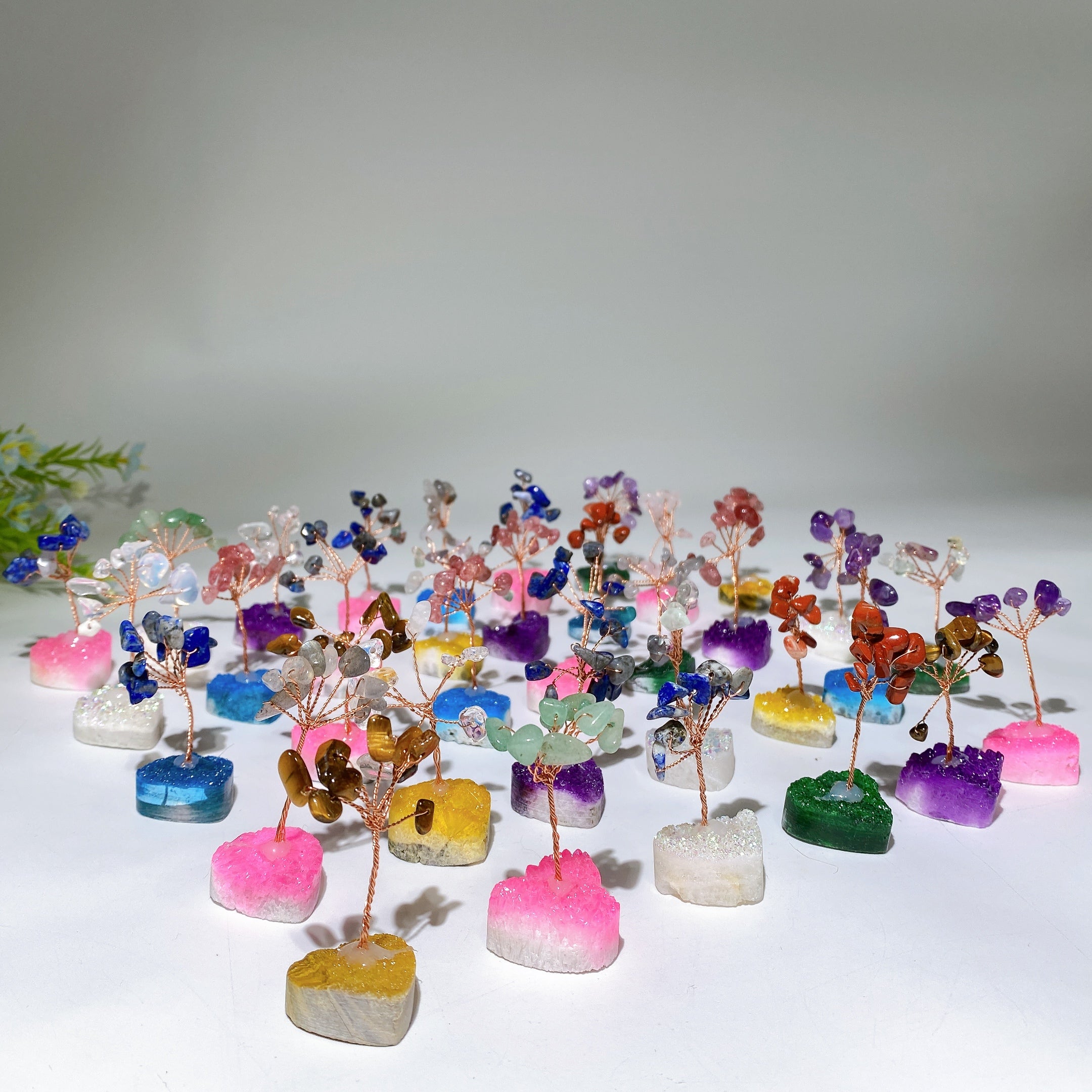 6cm Mixed Crystal Chips Tree with Angel Aura Base