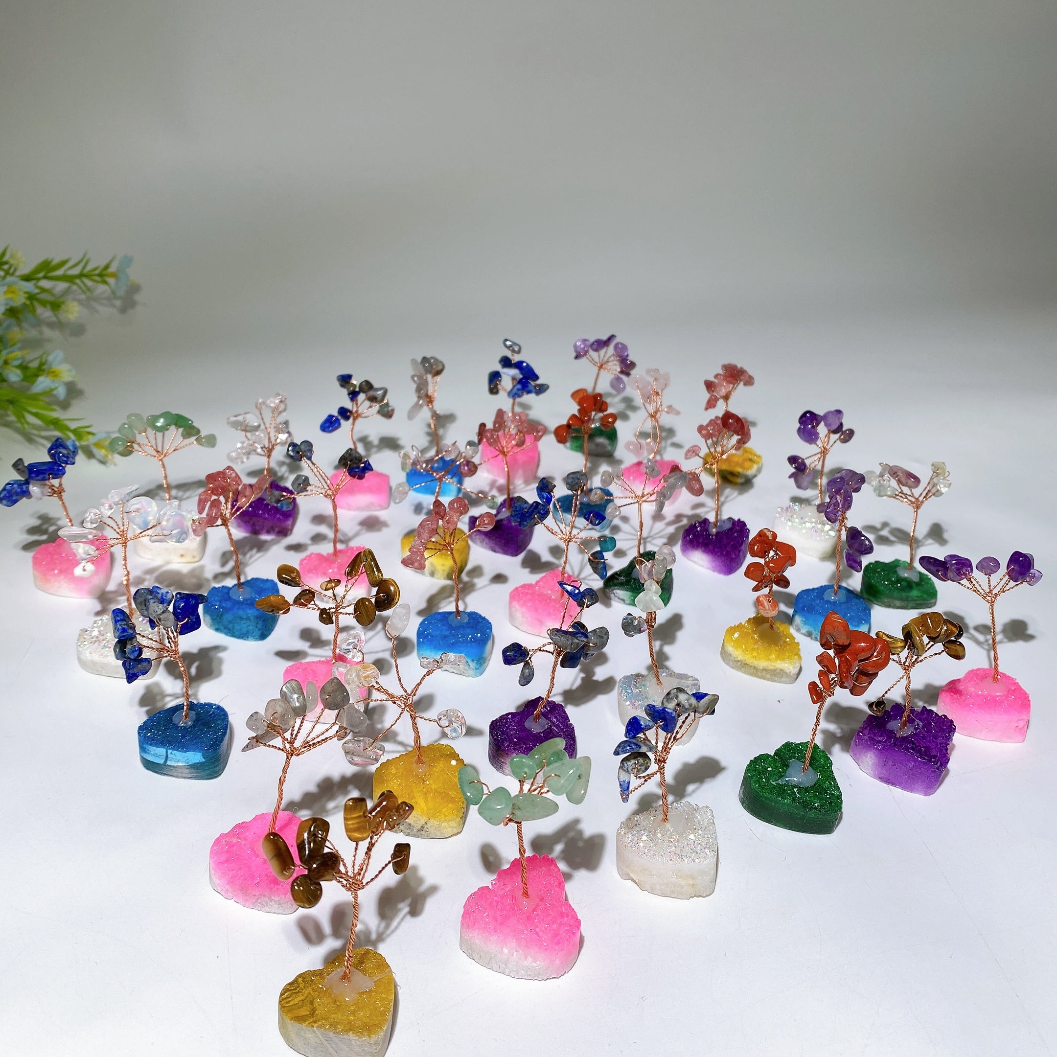 6cm Mixed Crystal Chips Tree with Angel Aura Base