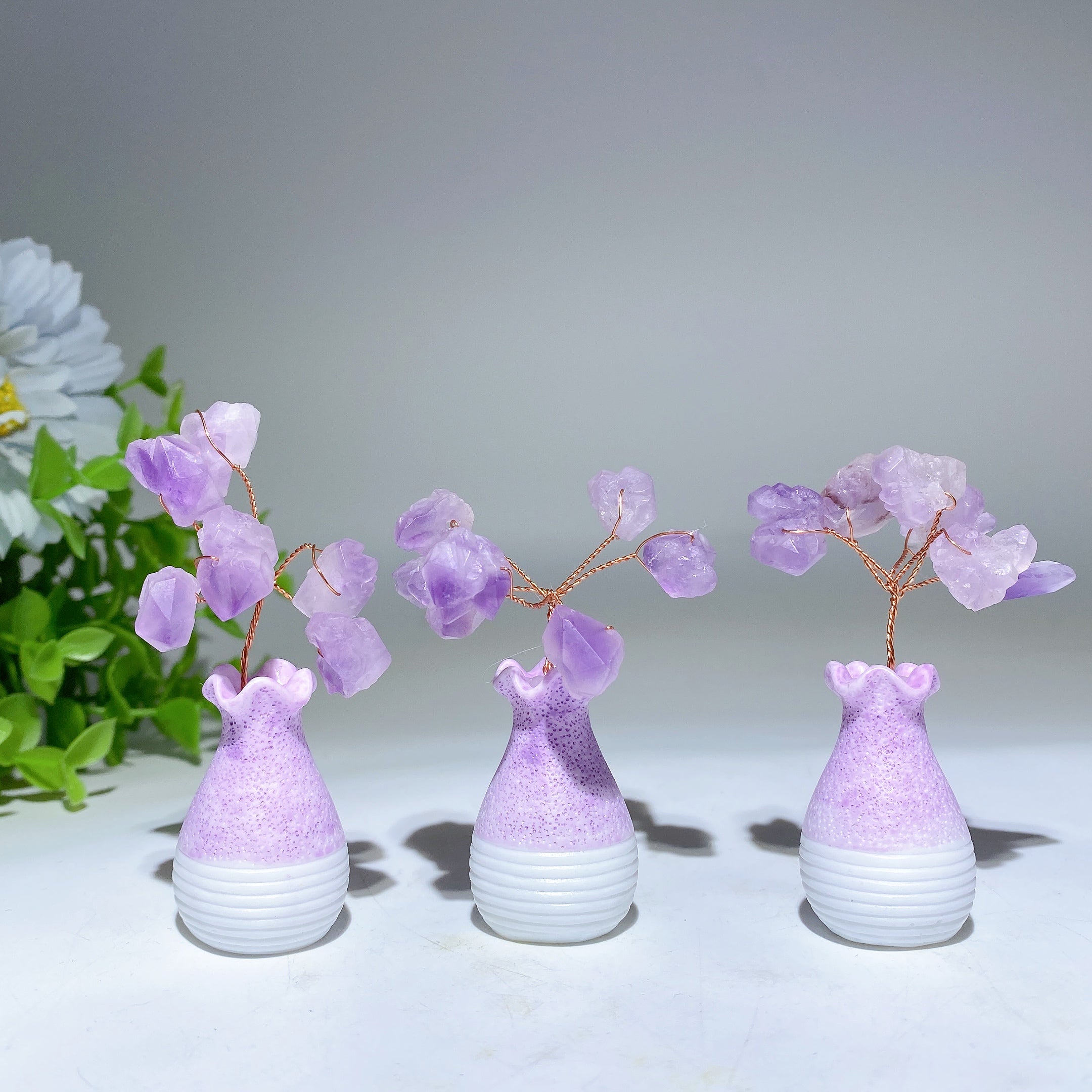 6cm Raw Amethyst Flower Mini Crystal Vase Healing Specimen