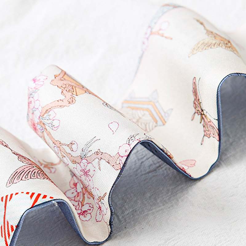 6cm x 125cm Mulberry Silk Twilly Scarf | Dunhuang Frescoes Sunset Pattern