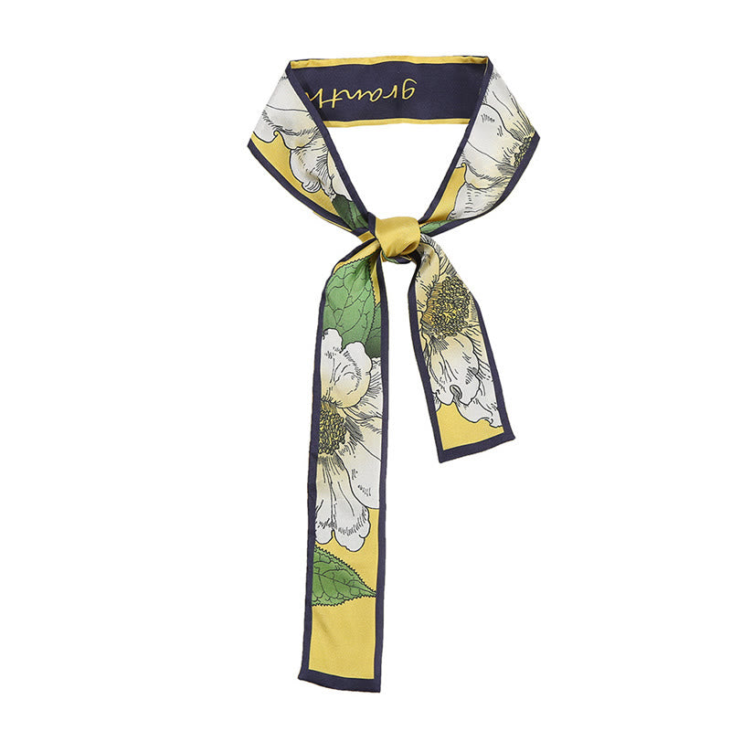 6cm x 125cm Mulberry Silk Twilly Scarf | Dunhuang Frescoes Sunset Pattern