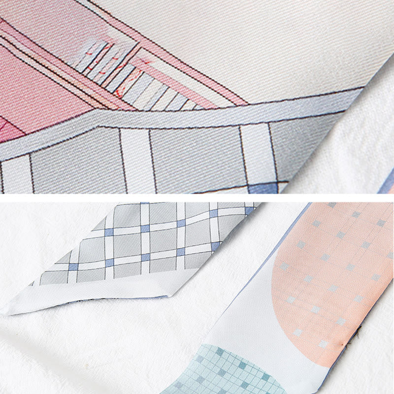 6cm x 125cm Mulberry Silk Twilly Scarf | Dunhuang Frescoes Sunset Pattern