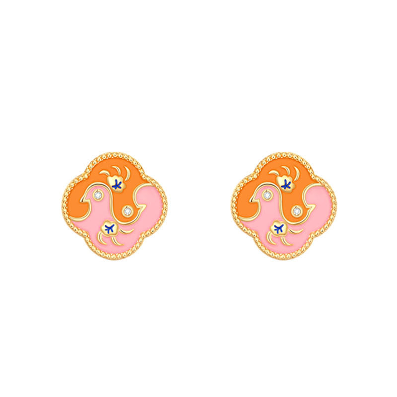 18K Gold Plated Copper Two Birds Zircon Jewelry Set