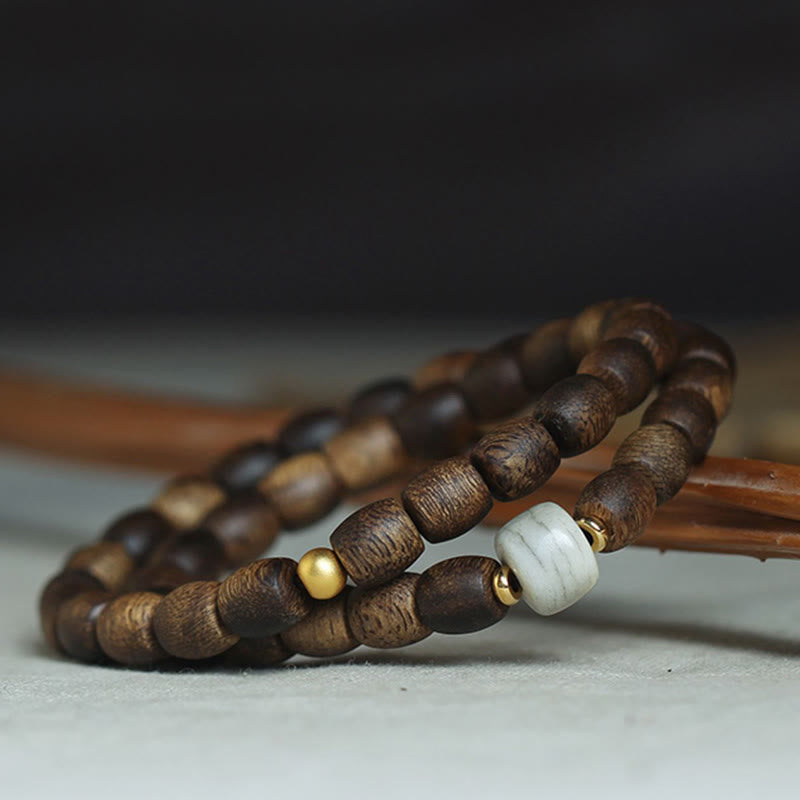 15cm Agarwood 999 Gold Double Wrap Spiritual Bracelet