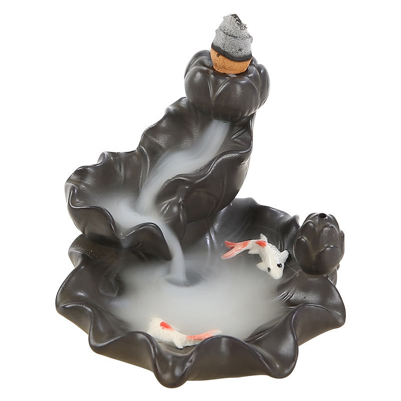 Koi Fish Purple Clay Zen Incense Burner for Luck & Calm