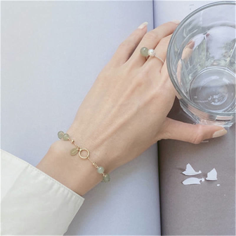 Natural Hetian Jade 14K Gold Bracelet for Luck & Prosperity