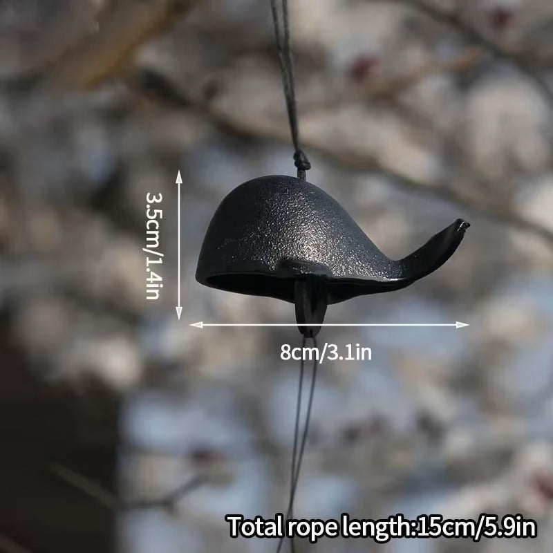 Cast iron whale wind chime from Japanese Iron Wind Chimes - Outdoor Garden Decor