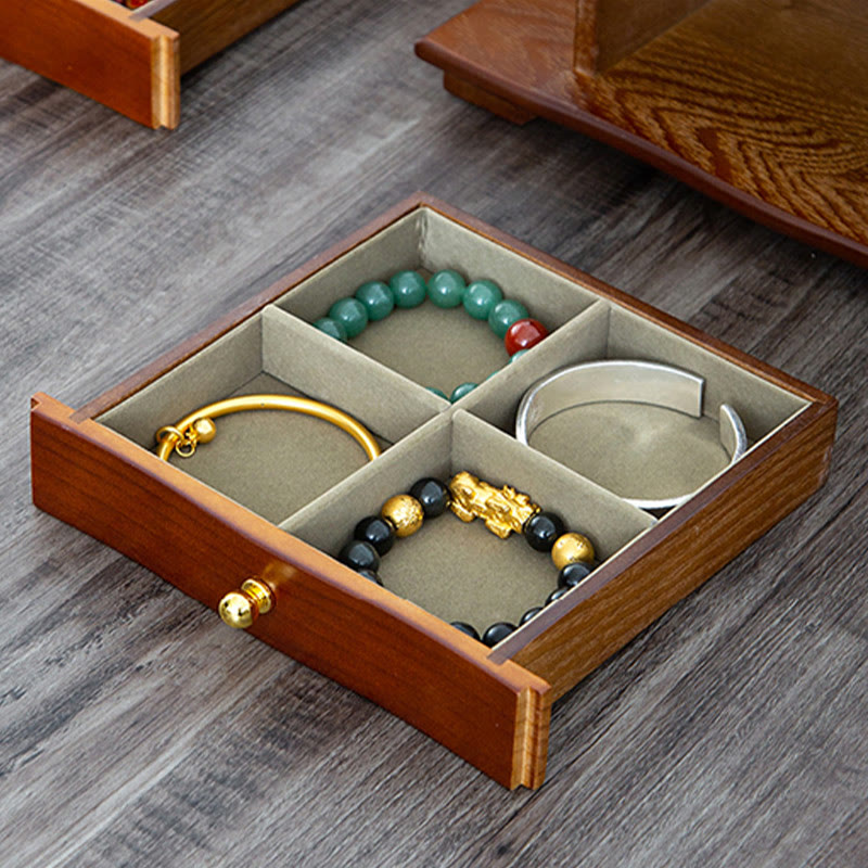 Large Vintage Wooden Jewelry Box with Mirror | Healing Sounds