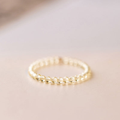 Natural Citrine Gold Ring Prosperity & Happiness 14k Plated