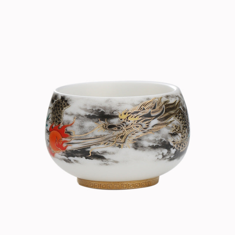 Dragon Playing with Pearl Ceramic Teacup 160ml | Tableware