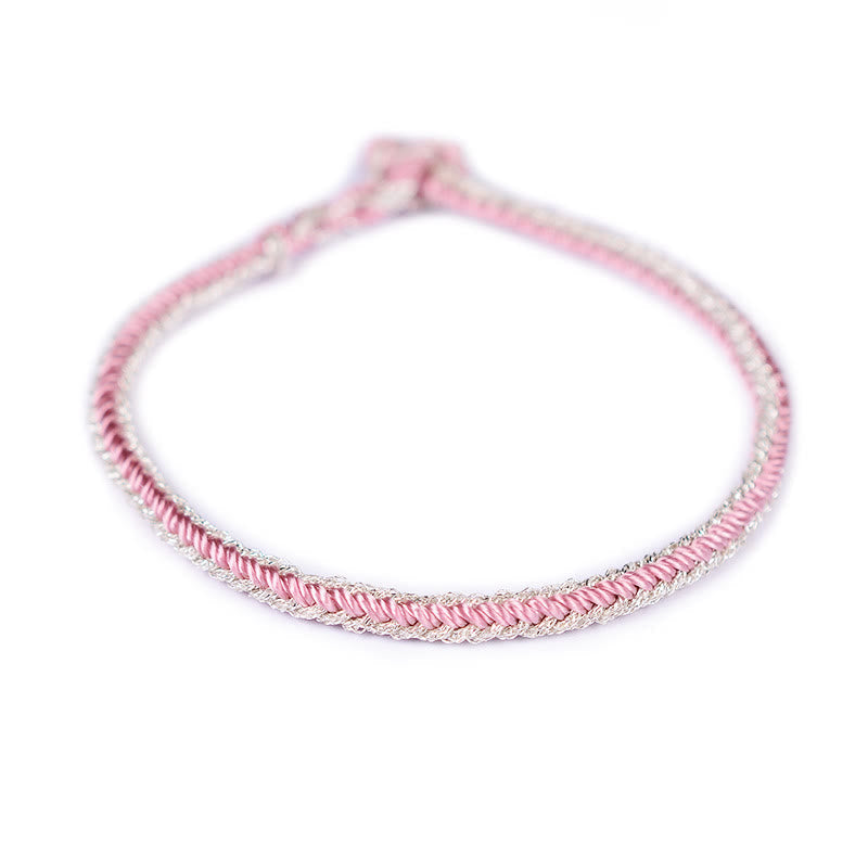 Two-Color Handcrafted Eight Thread Peace Knot Red String Bracelet