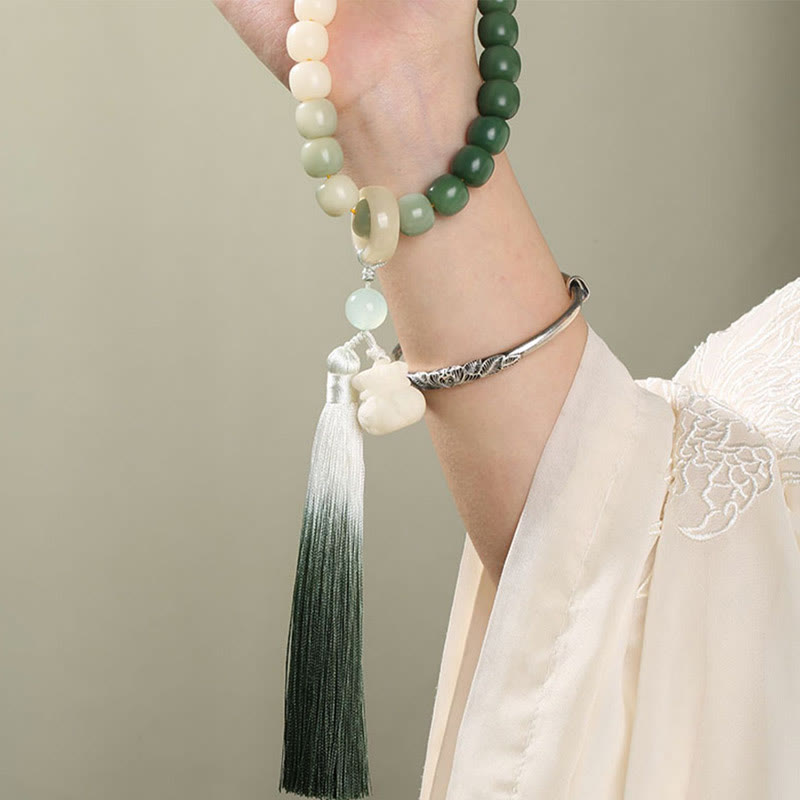 12mm Bodhi Seed Lotus Wisdom Wrist Mala Bracelet