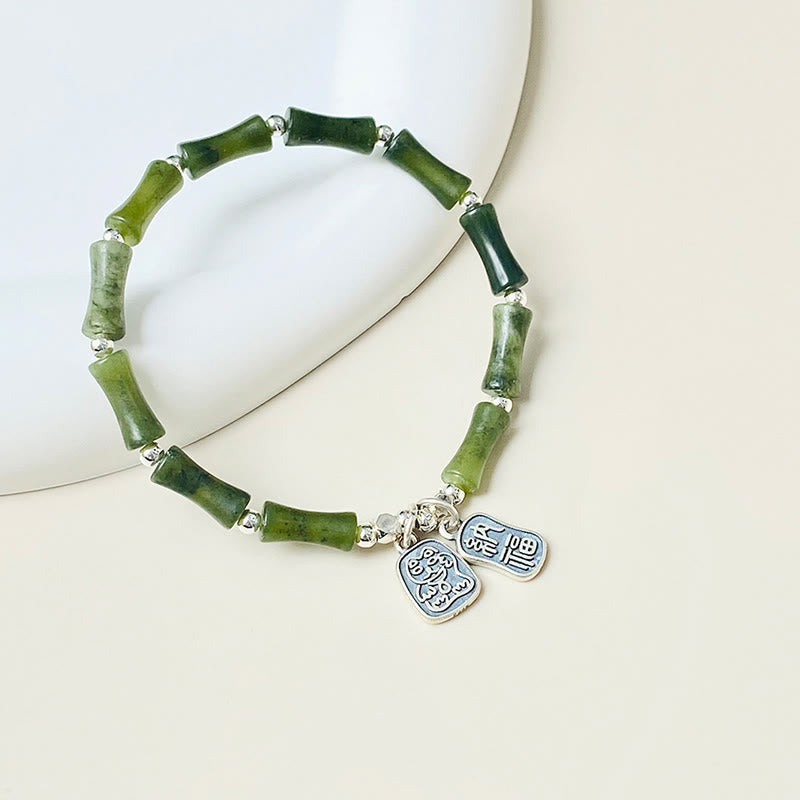 15cm Jade Lucky Cat Fu Character Abundance Bracelet