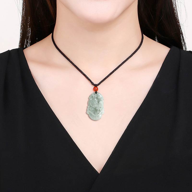 Unisex Jade Chinese Zodiac Success Pendant Necklace
