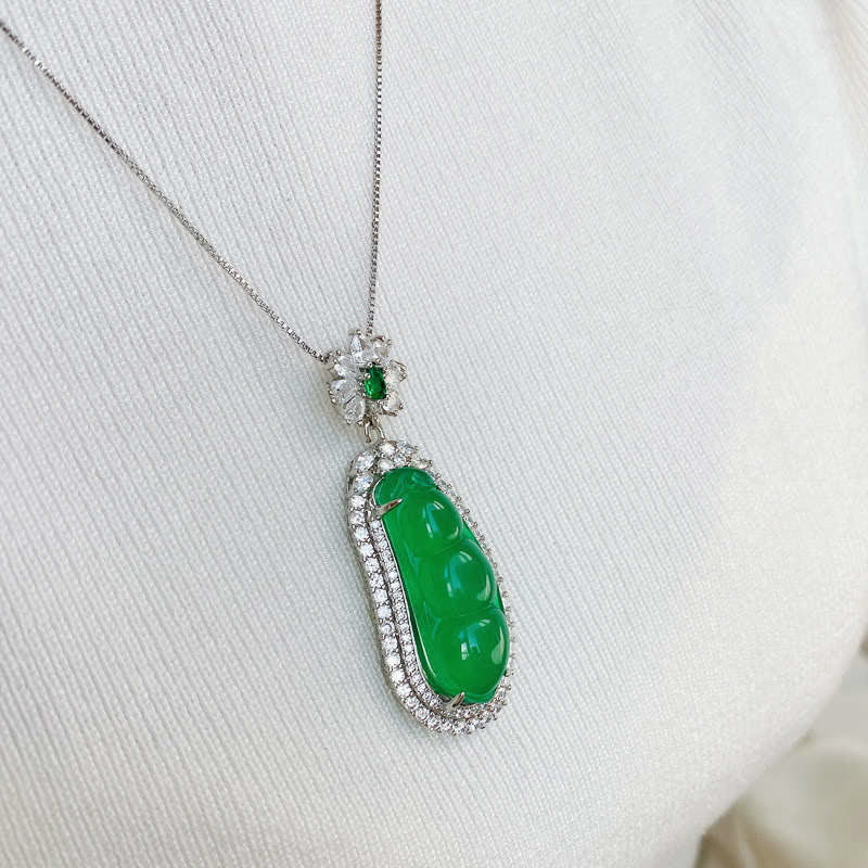 Cyan Jade Luck Necklace Pendant for Success & Healing