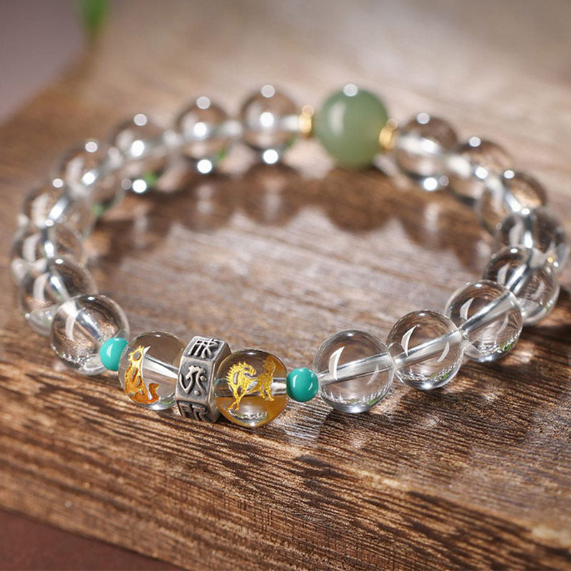10mm Hetian Jade Chinese Zodiac Healing Bracelet