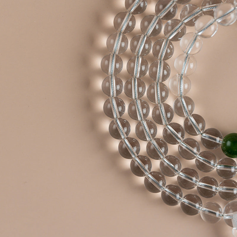108 Beads White Crystal Jade Gemstone Mala Bracelet for Meditation