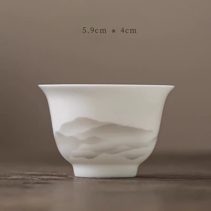 Vintage Ink Painting Porcelain Gaiwan Tea Cup Set for Meditation