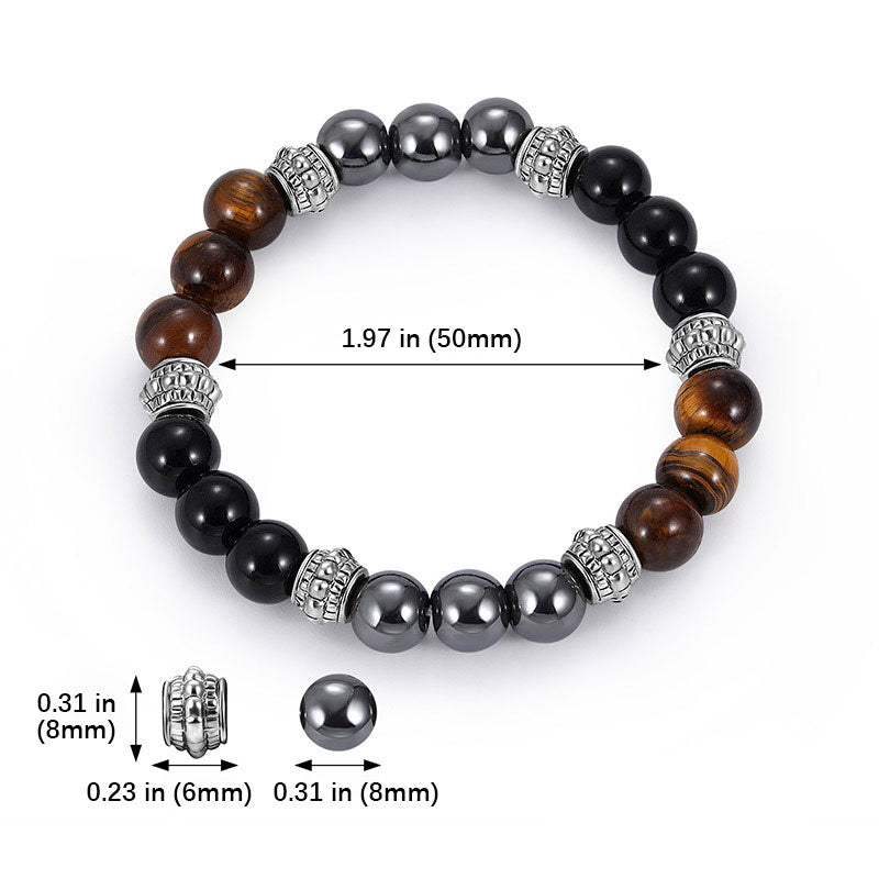 8mm Tiger Eye and Hematite Healing Bracelet for Good Luck
