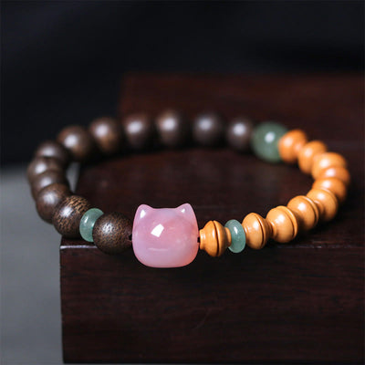 6mm Agarwood Agate Cat Balance Bracelet