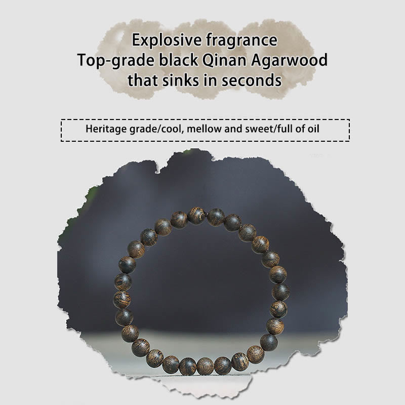 6mm Agarwood Peace Strength Bracelet for Meditation & Balance