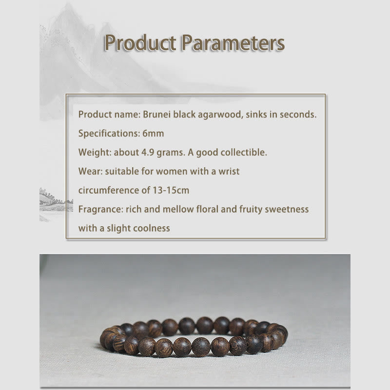 6mm Agarwood Peace Strength Bracelet for Meditation & Balance