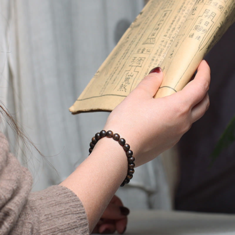 6mm Agarwood Peace Strength Bracelet for Meditation & Balance