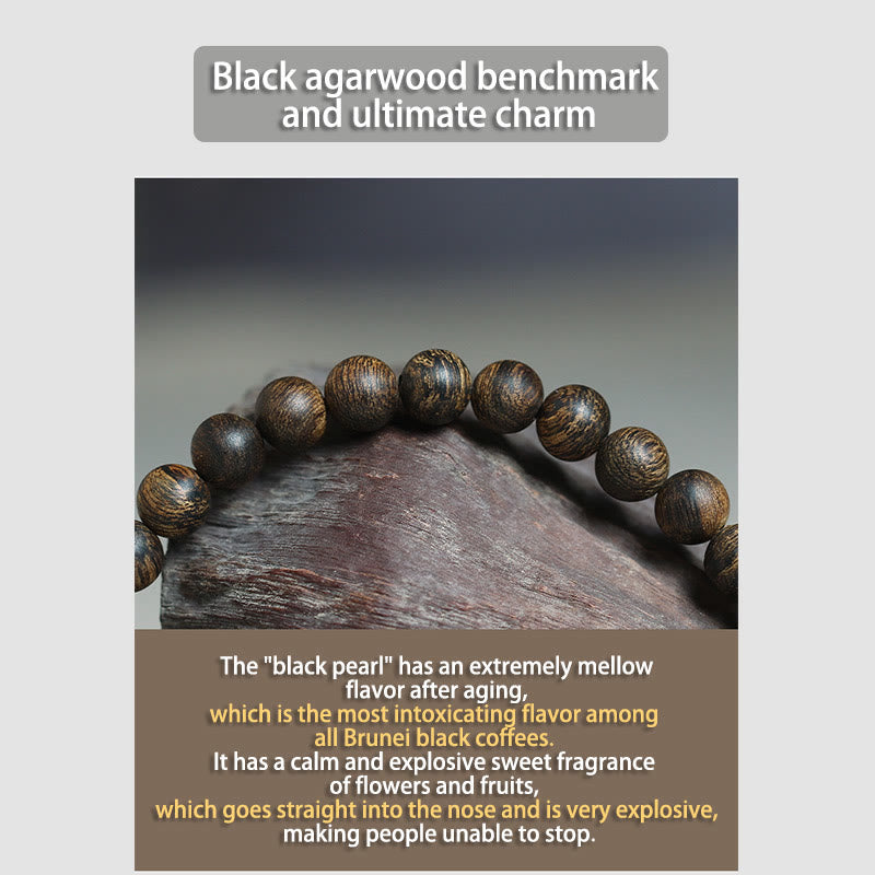 6mm Agarwood Peace Strength Bracelet for Meditation & Balance