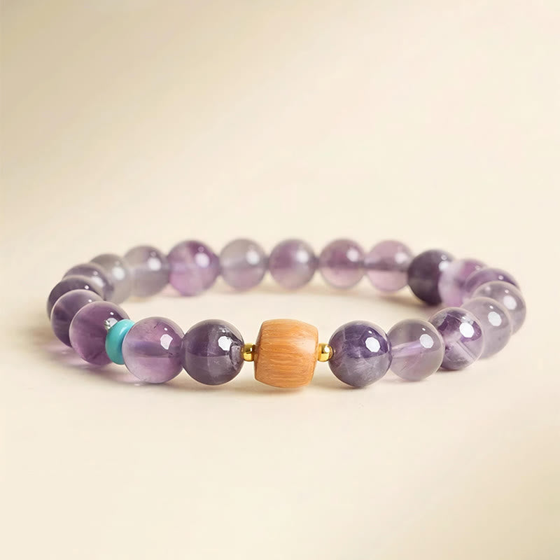 6mm Amethyst Bead Bracelet for Women with Wood - Peace