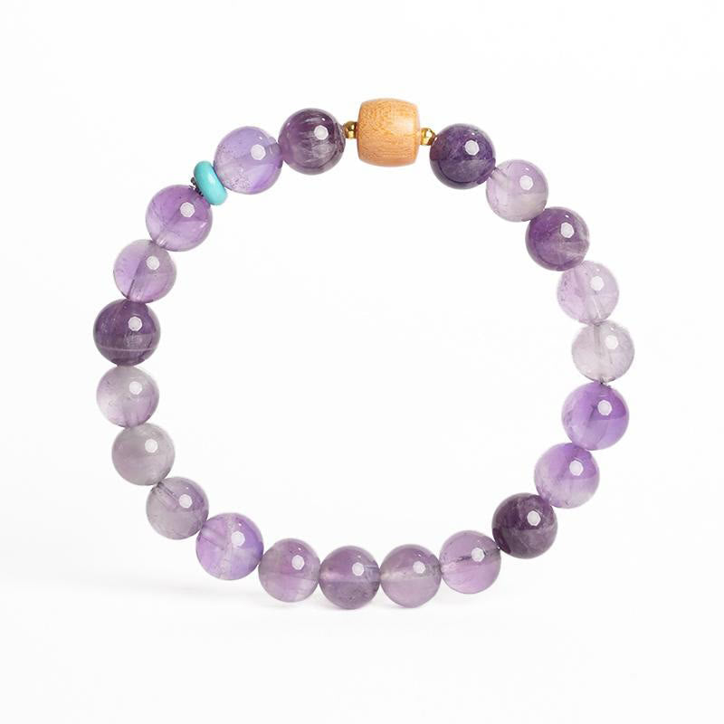 6mm Amethyst Bead Bracelet for Women with Wood - Peace