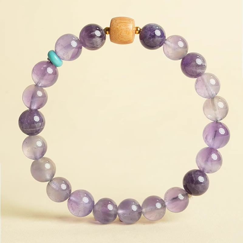 6mm Amethyst Bead Bracelet for Women with Wood - Peace