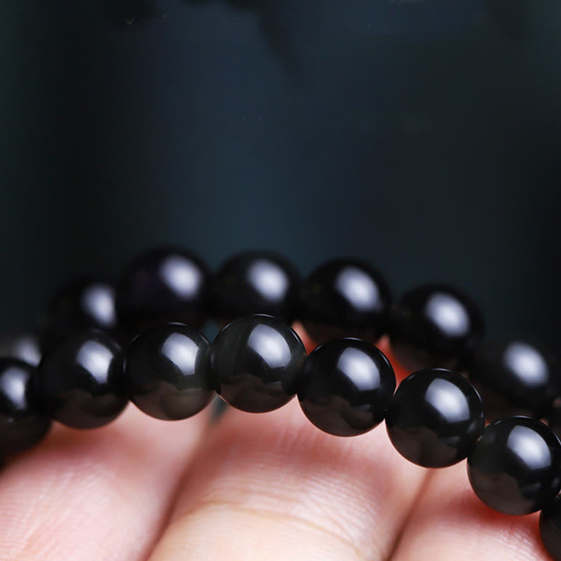 6mm Black Obsidian Lucky Fortune Bracelet