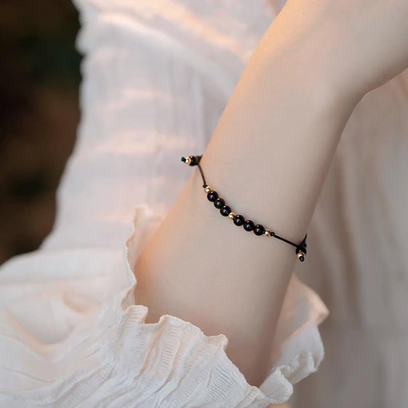 6mm Black Obsidian Success Bracelet for Resilience & Focus